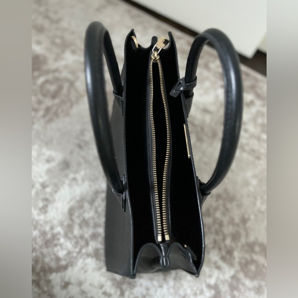 Michael Kors Mercer Satchel Accordian Tote Black Leather Handbag Large - Picture 3 of 7